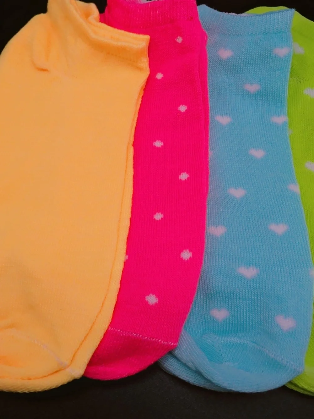 No-Show Heart Pattern Sock Pack - Neon & Pastel Colors